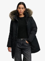 Superdry Black Hooded Everest Parka Jacket - Image 1 of 7