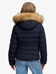 Superdry Blue Hood Faux Fur Fuji Padded Jacket - Image 3 of 8