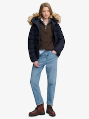Superdry Blue Hood Faux Fur Fuji Padded Jacket - Image 4 of 8