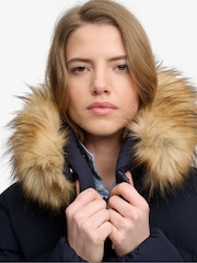 Superdry Blue Hood Faux Fur Fuji Padded Jacket - Image 5 of 8