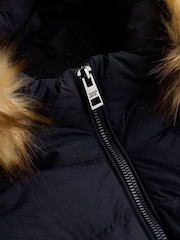 Superdry Blue Hood Faux Fur Fuji Padded Jacket - Image 8 of 8