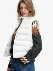 Superdry White Entry Padded Snap Gilet - Image 5 of 8