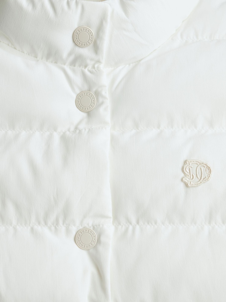 Superdry White Entry Padded Snap Gilet - Image 8 of 8