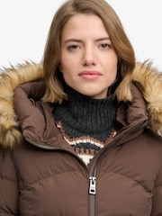 Superdry Brown Hood Faux Fur Fuji Mid Length Jacket - Image 5 of 8