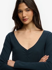 Superdry Blue Athletic Essential  Gathered Long Sleeve Top - Image 4 of 6