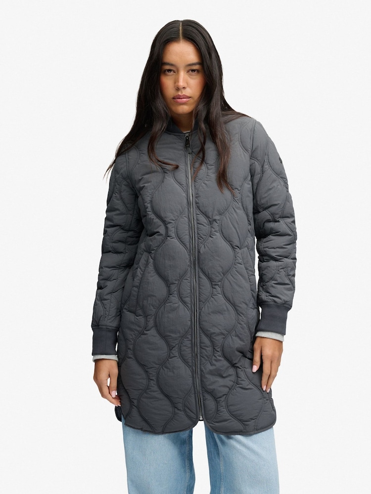 Superdry Black Long Onion Quilt Liner Jacket - Image 1 of 6