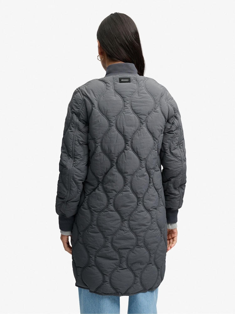 Superdry Black Long Onion Quilt Liner Jacket - Image 2 of 6