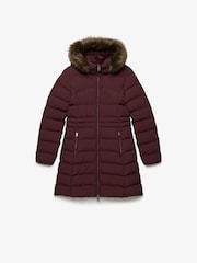 Superdry Red Hood Faux Fur Fuji Mid Length Jacket - Image 1 of 1