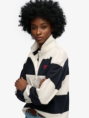 Superdry Navy Blue & White Stripe Heritage Stripe Rugby Top - Image 3 of 3