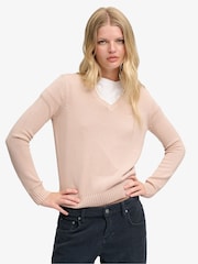 Rosa - Suéter Cuello de pico lavado Superdry - Imagen 1 de 7