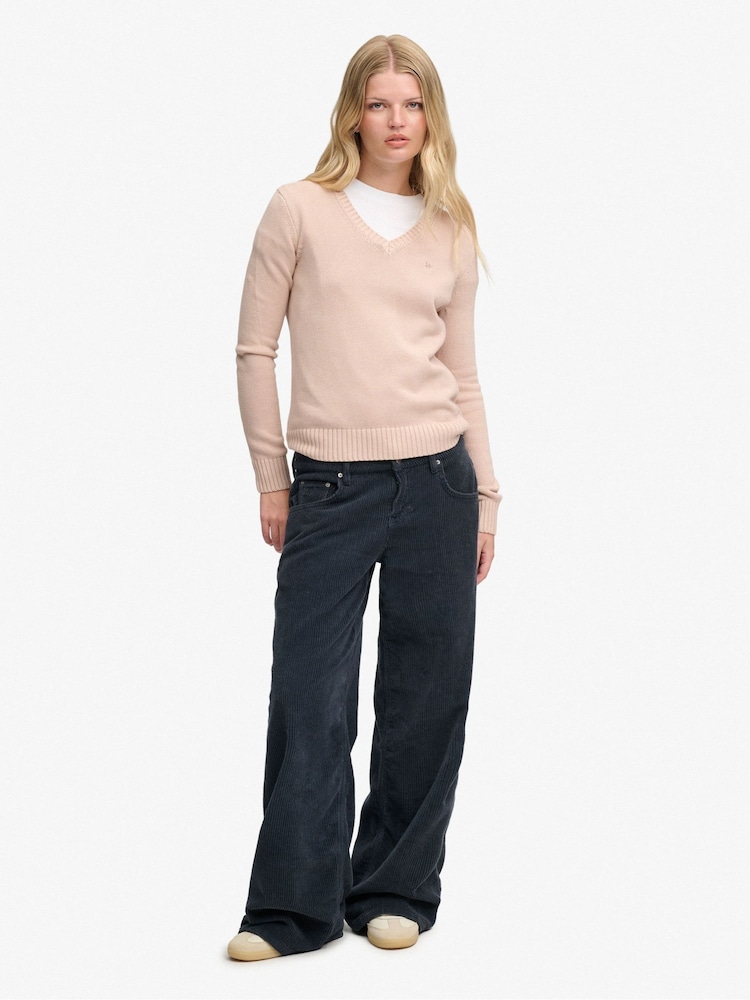 Rosa - Suéter Cuello de pico lavado Superdry - Imagen 2 de 7