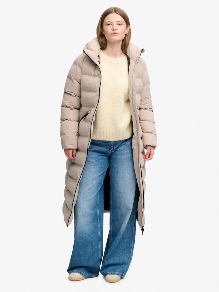 Ruskea - Superdry City Longline -mikrokuitutakki - Kuva 1 / 8