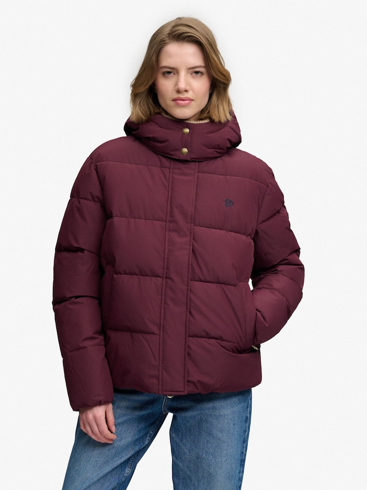 Superdry Purple Premium Hood Puffer Jacket - Image 1 of 7