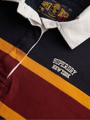Superdry Navy & Red Stripe Heritage Stripe Rugby Top - Image 6 of 6