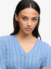 Superdry Washed V Neck Cable Jumper - Imagen 5 de 5
