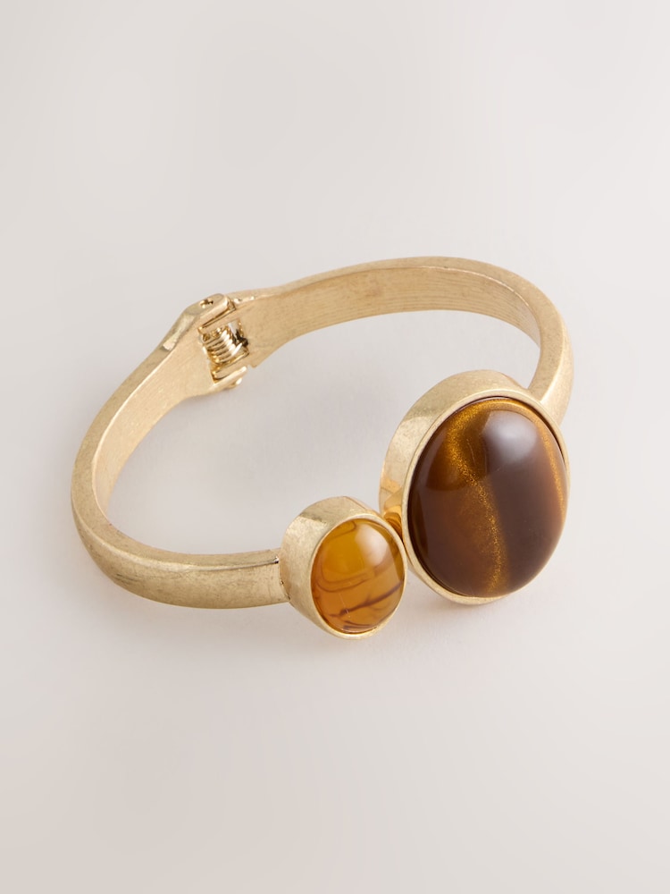 Gold Tone Open Stone Cuff Bracelet - Image 1 of 3