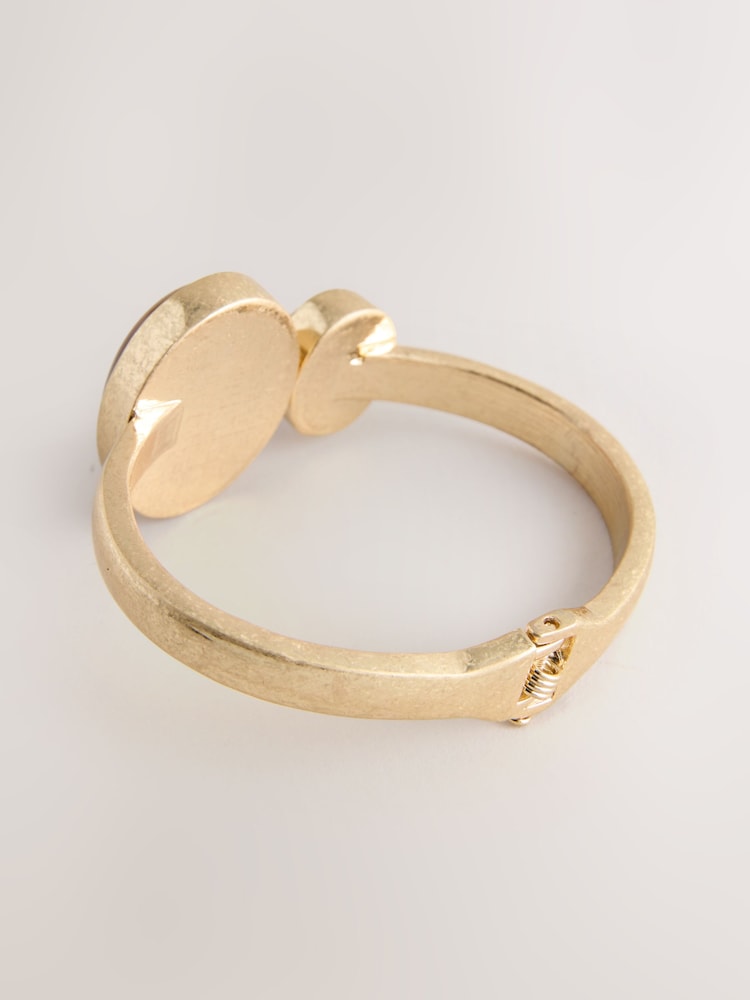 Gold Tone Open Stone Cuff Bracelet - Image 2 of 3