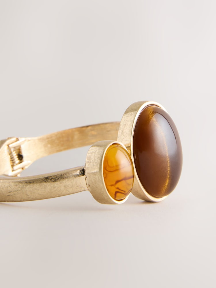 Gold Tone Open Stone Cuff Bracelet - Image 3 of 3