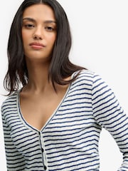 Superdry Blue Stripe Athletic Essential Pointelle Cardigan - Image 4 of 6