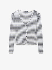 Superdry Blue Stripe Athletic Essential Pointelle Cardigan - Image 6 of 6