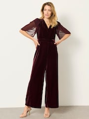 FatFace Wine Opal Velvet Jumpsuit - Image 2 of 6