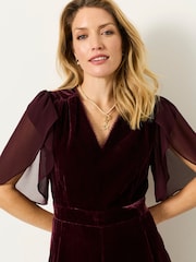 FatFace Wine Opal Velvet Jumpsuit - Image 5 of 6