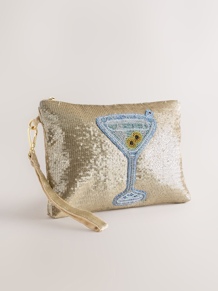 Gold Martini Print Pouch - Image 1 of 5