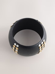 Black Wooden Studded Bangle - Image 1 of 3