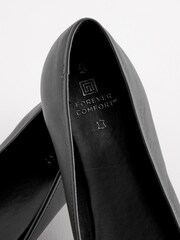 Black Leather Lined Round Toe Leather Ballet Shoes - Image 5 of 10