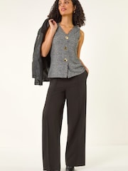 Kabát Roman se vzorem rybí kosti na knoflíky v pase - Obrázek 1 z 5