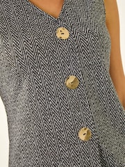 Kabát Roman se vzorem rybí kosti na knoflíky v pase - Obrázek 3 z 5