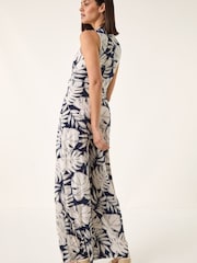 Roman White Palm Leaf Print Jumpsuit - Image 2 of 5