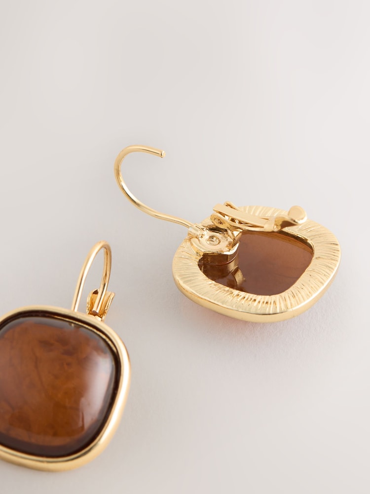 Brown Resin Pull Through Earrings - Image 3 of 3