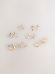 Brown/Gold Stud and Hoop Earrings 6 Pack - Image 2 of 3