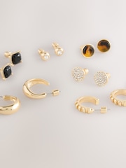 Brown/Gold Stud and Hoop Earrings 6 Pack - Image 3 of 3