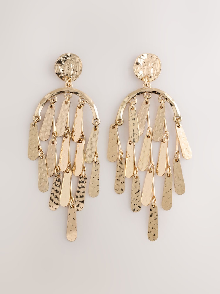 Tono dorado - Hammered Statement Chandelier Earrings - Imagen 1 de 3