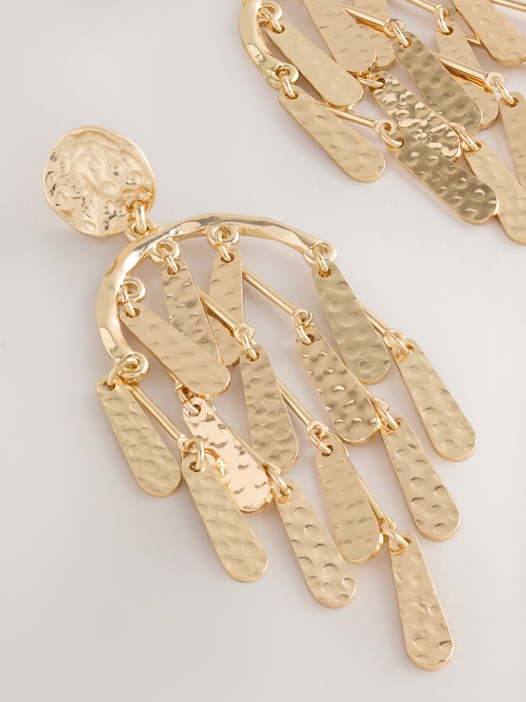 Tono dorado - Hammered Statement Chandelier Earrings - Imagen 2 de 3