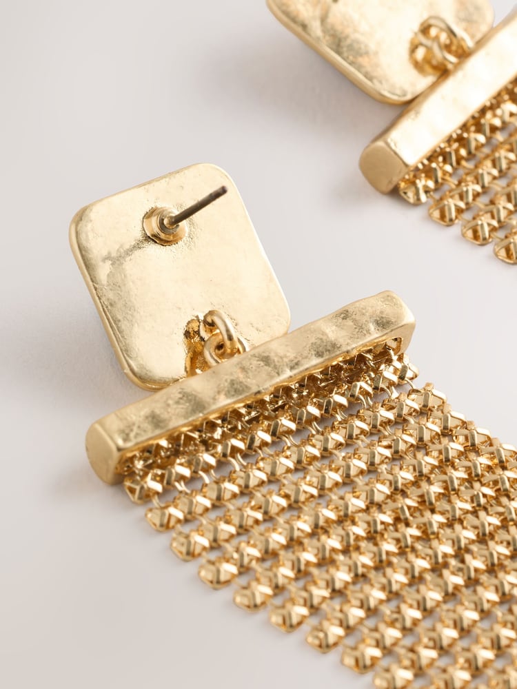 Gold Tone/ Brown Resin Chainmail Drop Earrings - Image 3 of 3 Gold Tone/ Brown Resin Chainmail Drop Earrings - Image 3 of 3
