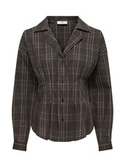 JDY Brown Check Fitted Shirt - Image 1 of 2