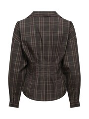 JDY Brown Check Fitted Shirt - Image 2 of 2