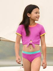 Hatley Pink Rose Violet Short Sleeve Tankini Set - תמונה 1 מתוך 3