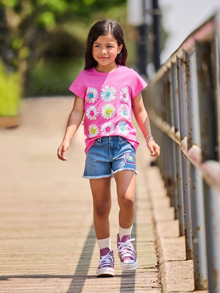 Hatley Blue Crochet Patch Denim Shorts - Image 1 of 3