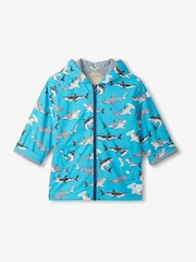 Blau - Hatley Heart Burst Colour Change Zip-Up Rain Coat - Bild 1 von 3