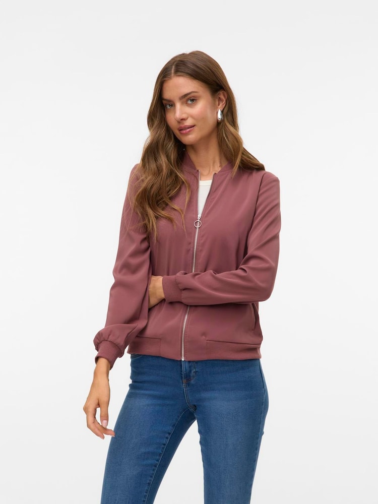 VERO MODA Pink Lightweight Bomber Jacket - Image 1 of 6