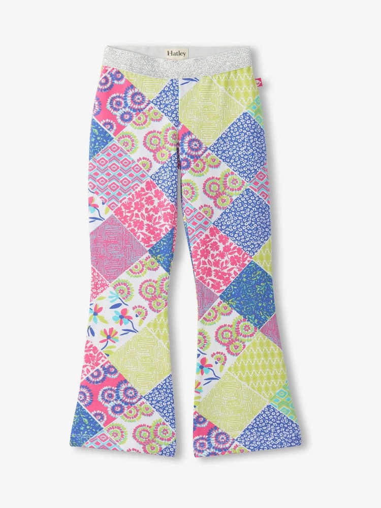 Hatley Purple Mix-Up Patch Work Stretch Bell Bottoms Trousers - Image 1 of 3