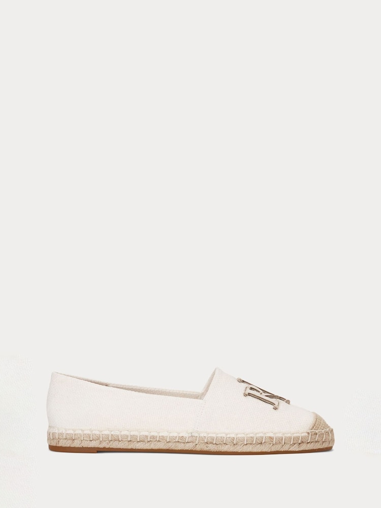 Lauren Ralph Lauren White Cameryn Logo Espadrilles Flats - Image 1 of 4 Lauren Ralph Lauren White Cameryn Logo Espadrilles Flats - Image 1 of 4