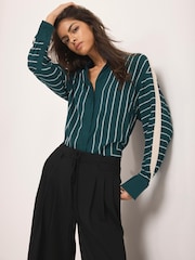 Mint Velvet Green Striped Shirt - Image 1 of 7