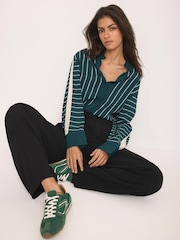 Mint Velvet Green Striped Shirt - Image 2 of 7