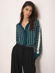 Mint Velvet Green Striped Shirt - Image 4 of 7