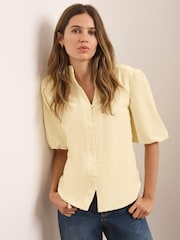 Mint Velvet Yellow Corduroy Puff Sleeve Blouse - Image 3 of 4